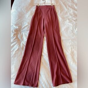 Mauve Rose Pink Wide Leg Pants with Soft Texture and Dramatic Silhouette